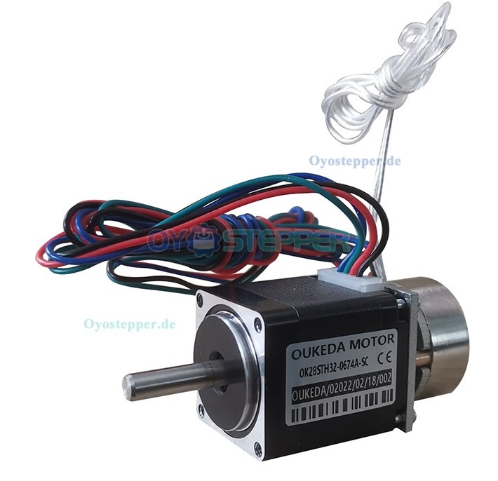 NEMA 11 Schrittmotor mit Bremse, 1,8°, 5,88 Ncm, 3,75V, 0,67A, 28 × 28 mm, 2-Phasen, D-Cut Welle